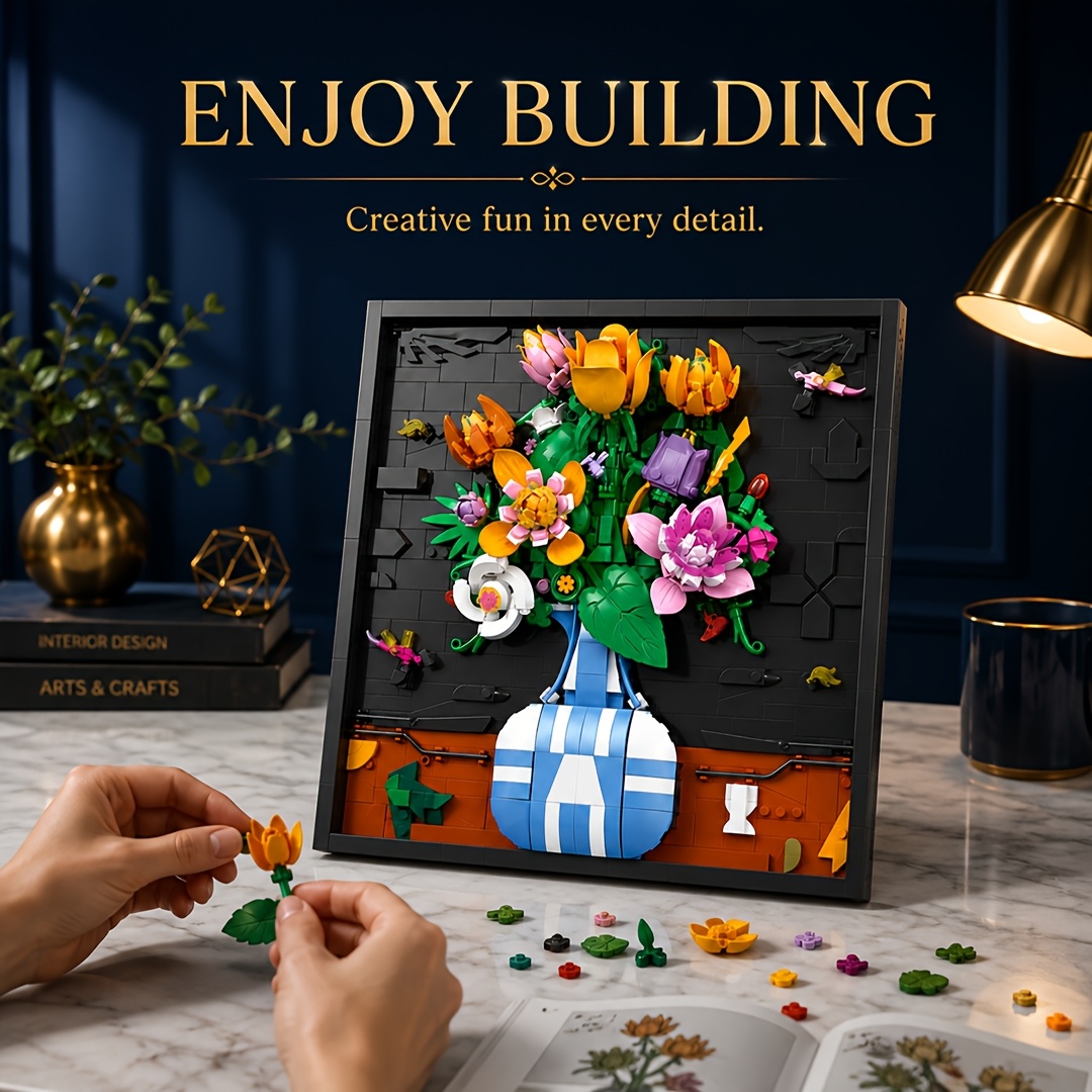 Floral Picture Frame Building Blocks Stackable Toy